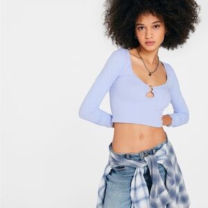 Aeropostale Blue Fitted Crop Top with Cut Out